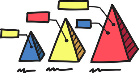 Hand Drawn pyramid graph illustration isolated on background