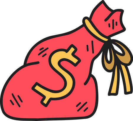 Hand Drawn money bag illustration isolated on backgroundのイラスト素材