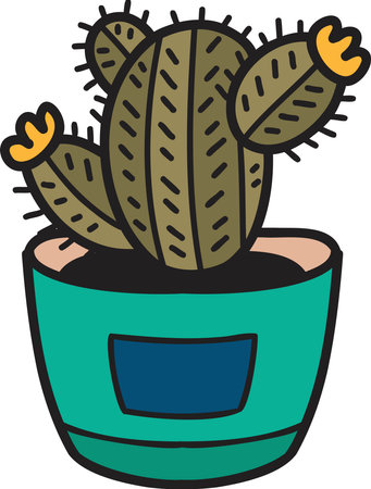 Hand Drawn cute cactus illustration isolated on backgroundのイラスト素材