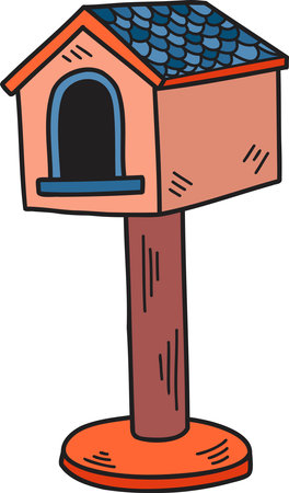 Hand Drawn cute bird house illustration isolated on backgroundのイラスト素材