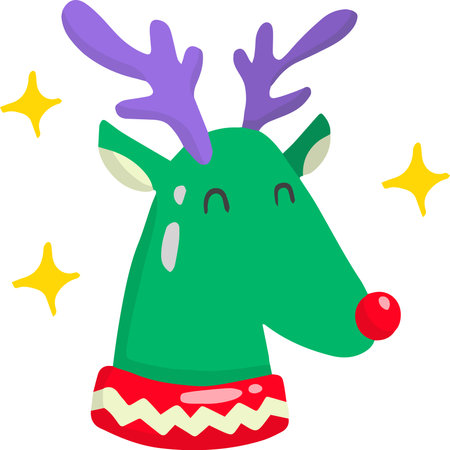 Hand Drawn cute happy reindeer face illustration isolated on backgroundのイラスト素材