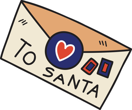 Hand Drawn christmas envelope illustration isolated on backgroundのイラスト素材
