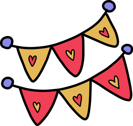 Hand Drawn christmas decoration flag illustration isolated on backgroundのイラスト素材