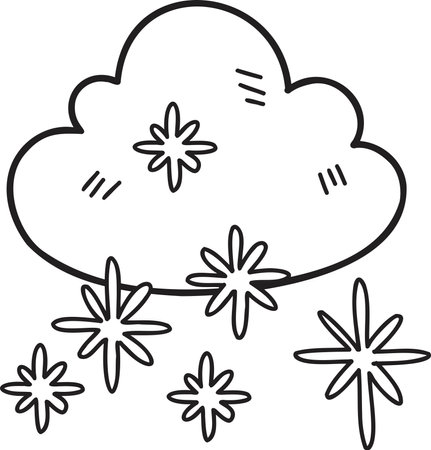 Hand Drawn clouds and snow illustration isolated on backgroundのイラスト素材