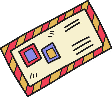 Hand Drawn christmas envelope illustration isolated on backgroundのイラスト素材