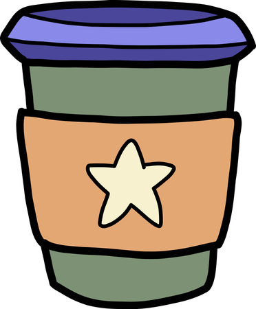 Hand Drawn christmas hot coffee mugs illustration isolated on backgroundのイラスト素材