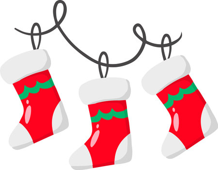 Hand Drawn christmas socks illustration isolated on backgroundのイラスト素材