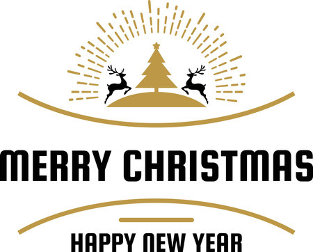 Merry Christmas and happy new year lettering and quote illustration isolated on backgroundのイラスト素材