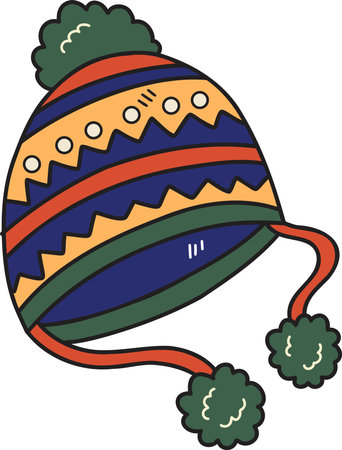 Hand Drawn christmas knit hat illustration isolated on backgroundのイラスト素材