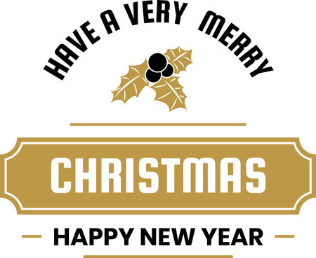 Merry Christmas and happy new year lettering and quote illustration isolated on backgroundのイラスト素材