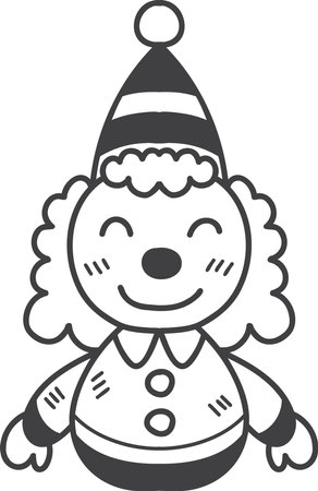 Hand Drawn cute clown doll illustration isolated on backgroundのイラスト素材