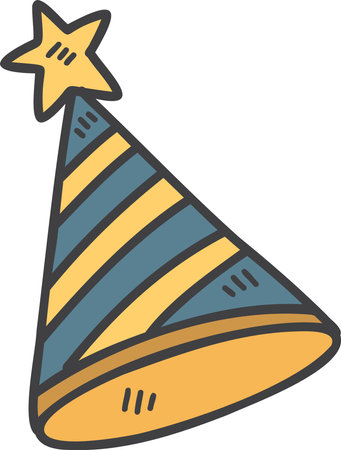 Hand Drawn party hat illustration isolated on backgroundのイラスト素材