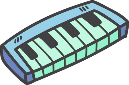 Hand Drawn mini portable piano illustration isolated on backgroundのイラスト素材