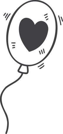 Hand Drawn cute heart shaped balloons illustration isolated on backgroundのイラスト素材