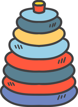 Hand Drawn Wooden Stacking Rings toy illustration isolated on backgroundのイラスト素材