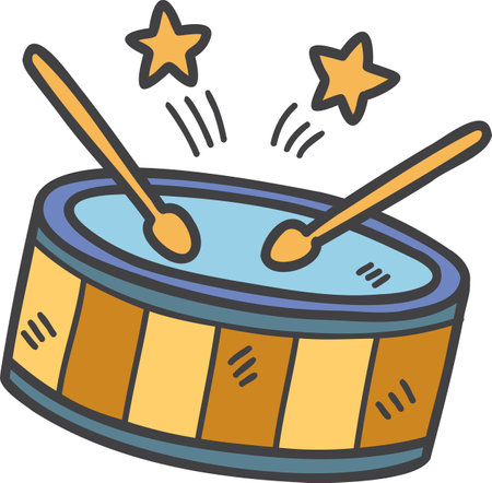 Hand Drawn cute drums illustration isolated on backgroundのイラスト素材