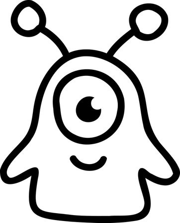 Hand Drawn cute one eyed alien illustration isolated on backgroundのイラスト素材