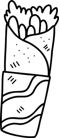 Hand Drawn delicious Burrito illustration isolated on backgroundのイラスト素材