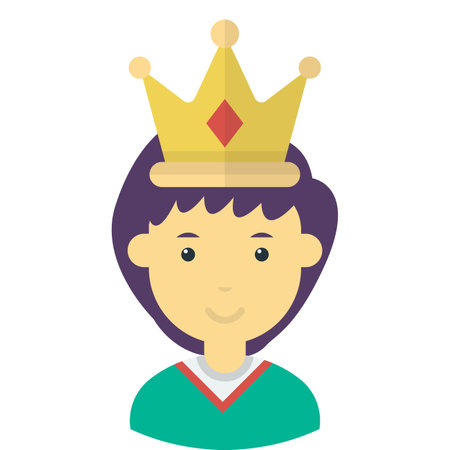 boy wearing a crown illustration in minimal style isolated on backgroundのイラスト素材