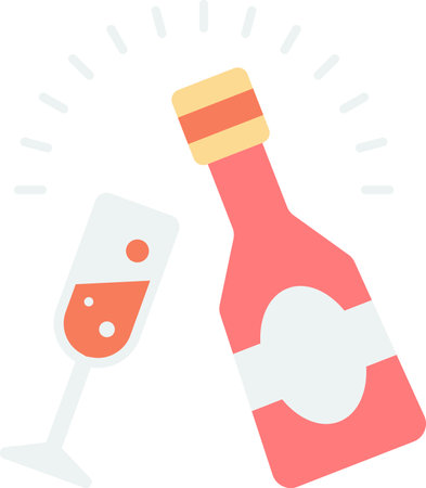wine bottles and glasses illustration in minimal style isolated on backgroundのイラスト素材