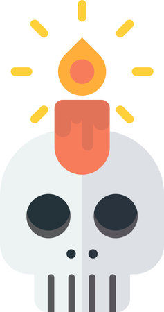 skull and candle illustration in minimal style isolated on backgroundのイラスト素材