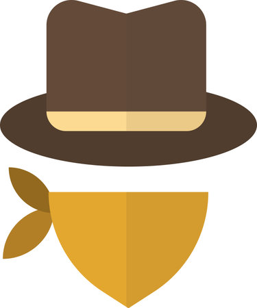 Cowboy hat and scarf illustration in minimal style isolated on backgroundのイラスト素材