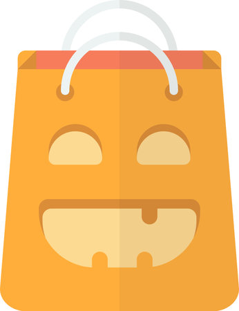 Shopping bags with smiley faces illustration in minimal style isolated on backgroundのイラスト素材