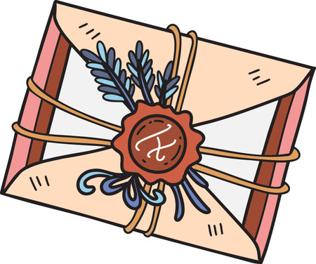 vintage postcard with wax seal illustration isolated on backgroundのイラスト素材