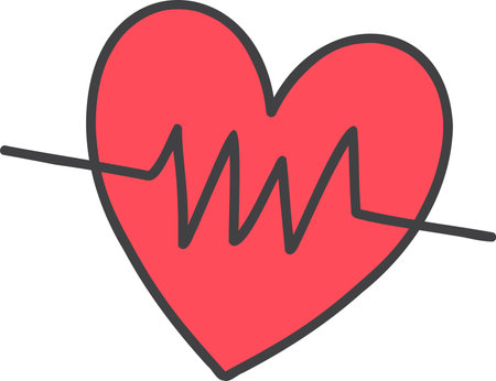Hand Drawn heart with pulse illustration isolated on backgroundのイラスト素材