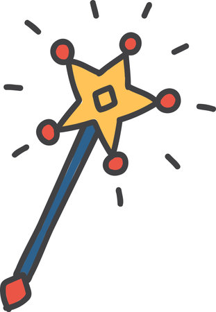 Hand Drawn cute star wand illustration isolated on backgroundのイラスト素材