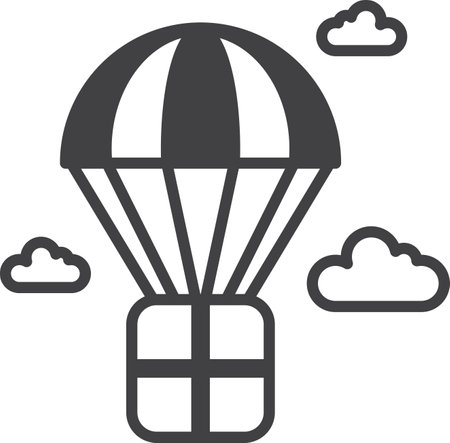 Parcel and parachute illustration in minimal style isolated on backgroundのイラスト素材
