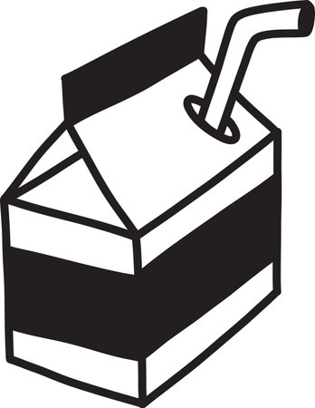 Hand Drawn milk carton illustration isolated on backgroundのイラスト素材