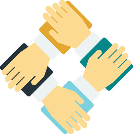 hands and teamwork illustration in minimal style isolated on backgroundのイラスト素材