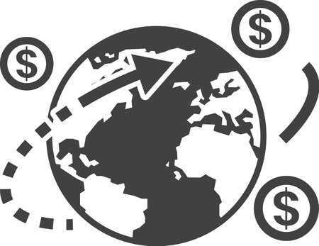 world and money illustration in minimal style isolated on backgroundのイラスト素材
