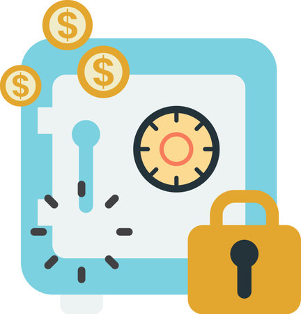 Safe box and lock illustration in minimal style isolated on backgroundのイラスト素材