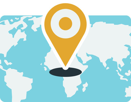 pins and world map illustration in minimal style isolated on backgroundのイラスト素材