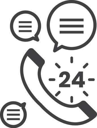 24 hour call center illustration in minimal style isolated on backgroundのイラスト素材