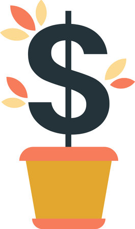 money tree illustration in minimal style isolated on backgroundのイラスト素材