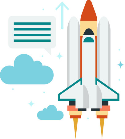 rocket illustration in minimal style isolated on backgroundのイラスト素材