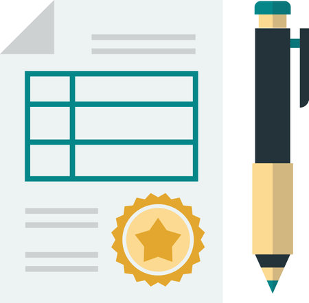 diploma and pen illustration in minimal style isolated on backgroundのイラスト素材