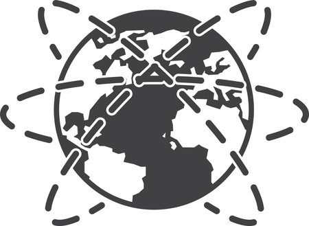 orbiting the earth illustration in minimal style isolated on backgroundのイラスト素材