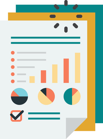 graphs and reports illustration in minimal style isolated on backgroundのイラスト素材