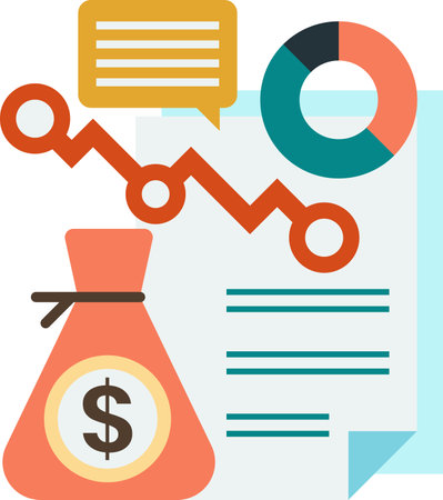 Reports and statistics illustration in minimal style isolated on backgroundのイラスト素材