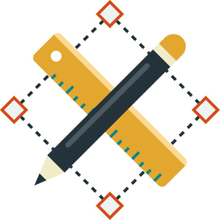 pencil and ruler illustration in minimal style isolated on backgroundのイラスト素材