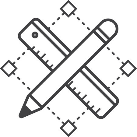 pencil and ruler illustration in minimal style isolated on backgroundのイラスト素材