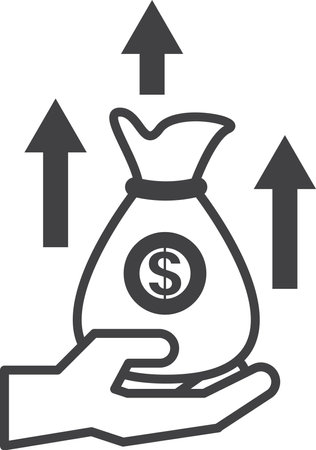 hand and money illustration in minimal style isolated on backgroundのイラスト素材