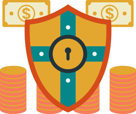 money and shield illustration in minimal style isolated on backgroundのイラスト素材