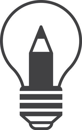 light bulb and pencil illustration in minimal style isolated on backgroundのイラスト素材