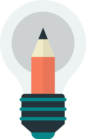 light bulb and pencil illustration in minimal style isolated on backgroundのイラスト素材