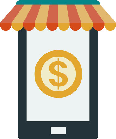Online shopping by smartphone illustration in minimal style isolated on backgroundのイラスト素材